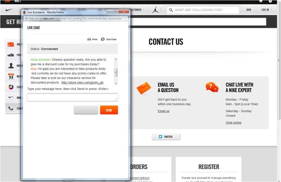 Nike live chat support