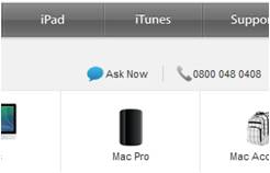 Apple UK live chat service button