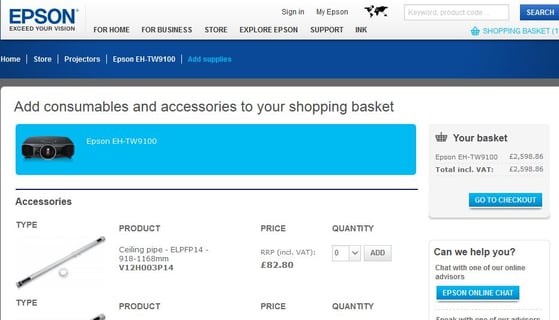 Epson live chat support button